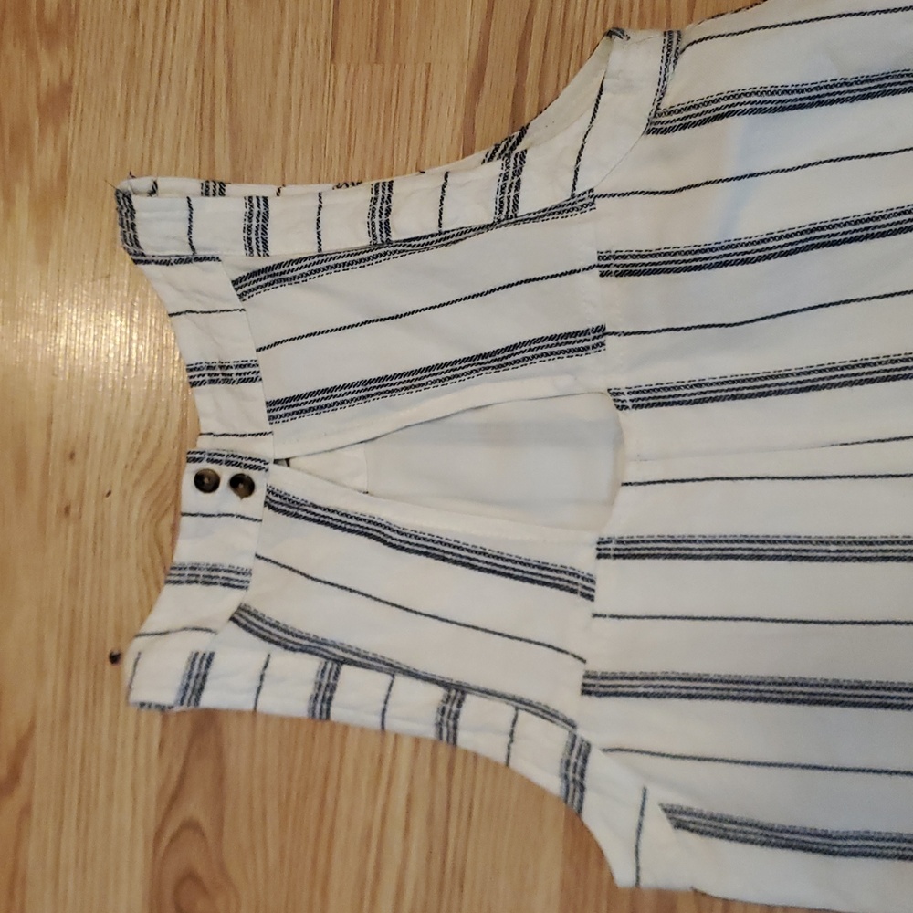 NWOT Anthropologie Striped Linen Dress in White and Navy Size 0 - Picture 6 of 10